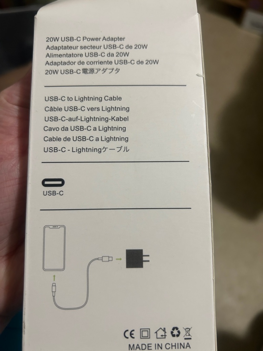 White USB-C 20W Power Adapter with USB-C to Lightning Cable - Picture 3 of 3